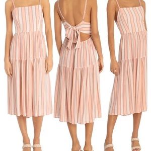 Donna Morgan Linen Blend Tiered Midi Dress